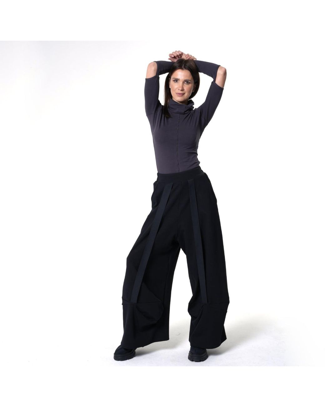 Metamorph Blue Wide-Leg Trousers With Stripes