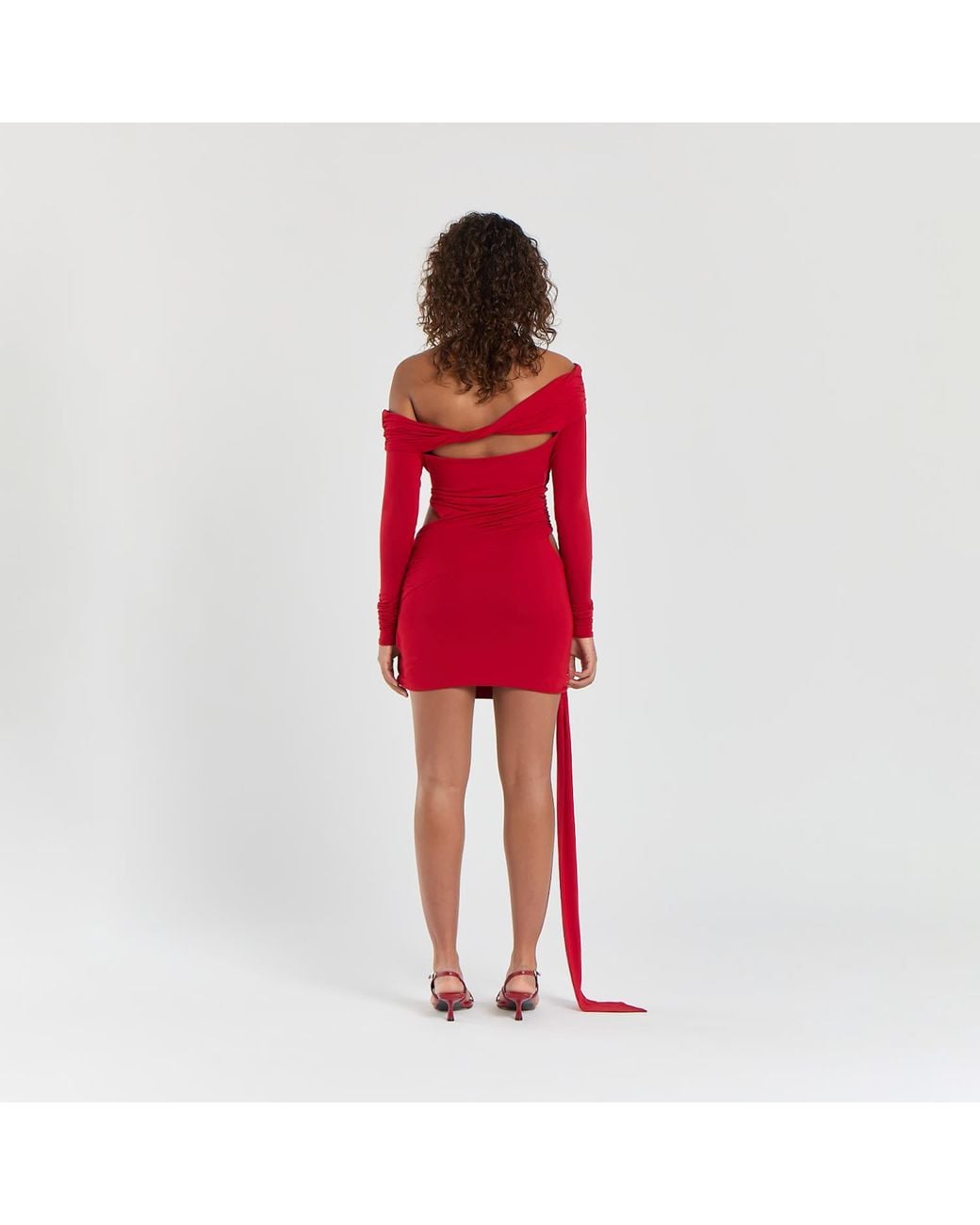 Egyptian Blue Red Chilli Faux Wrap Dress