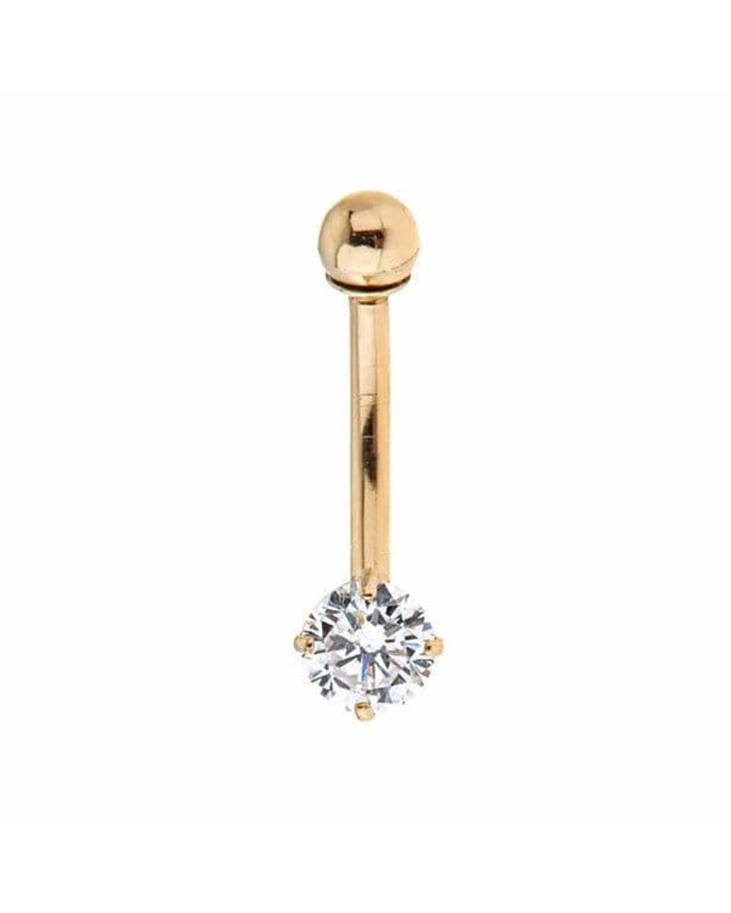 Zahav Jewelry Metallic 10K Solid 14G Round Cz Belly Ring
