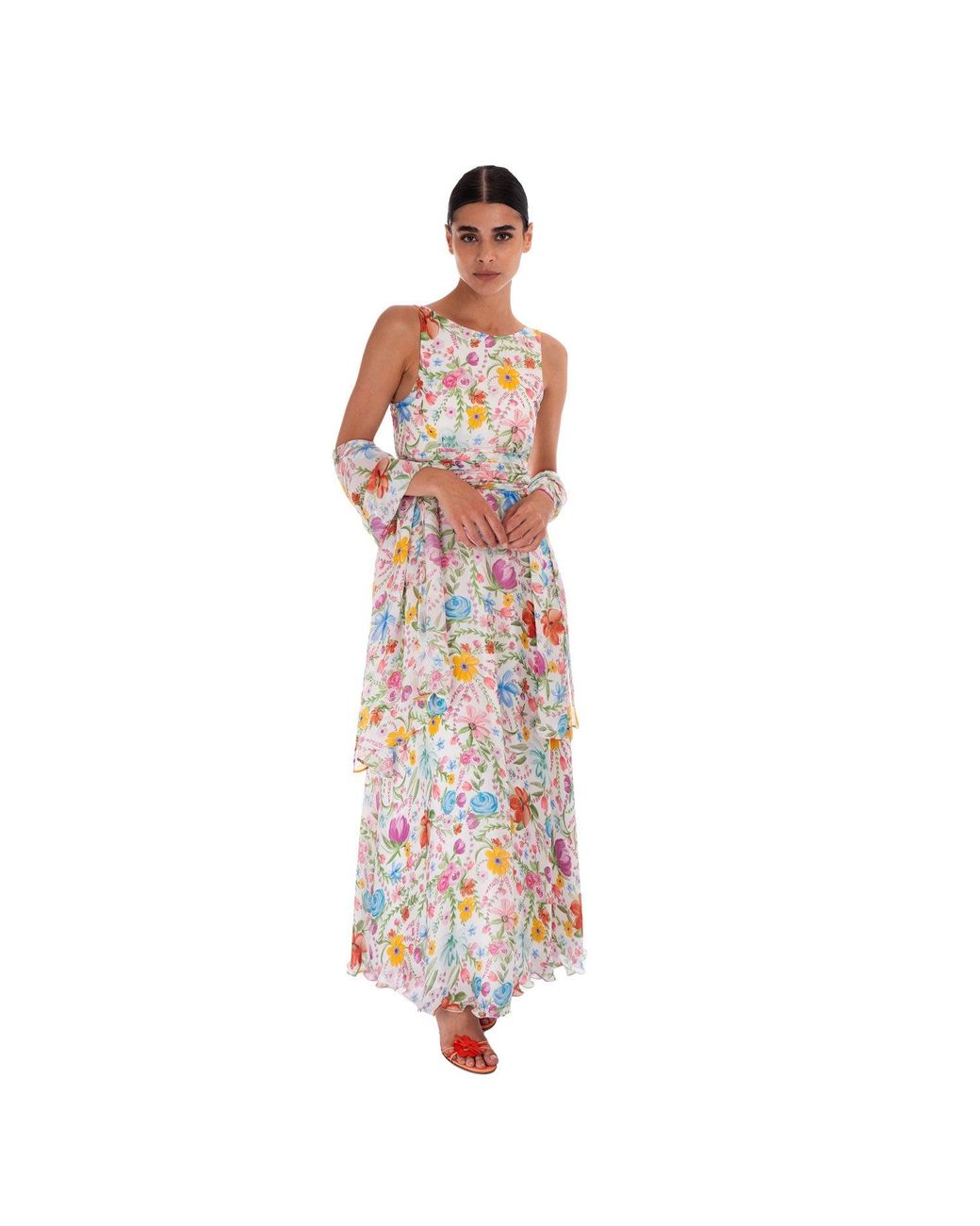 Sofia Tsereteli White Watercolour Garden Gown