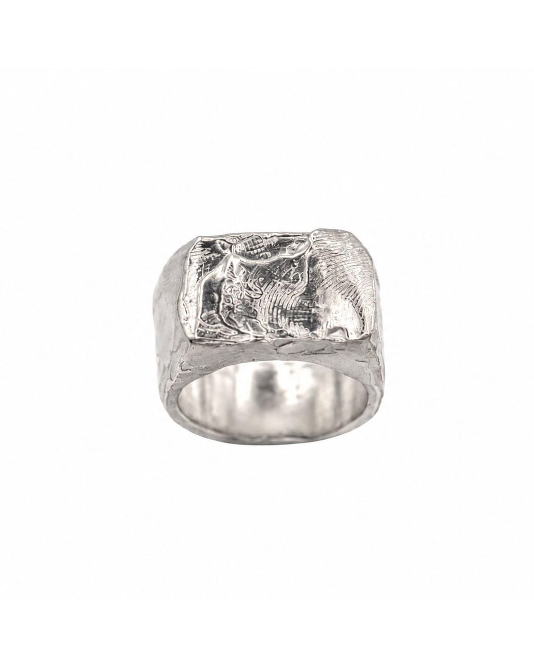 De Roms White The Apex Molten Signet Statement Ring