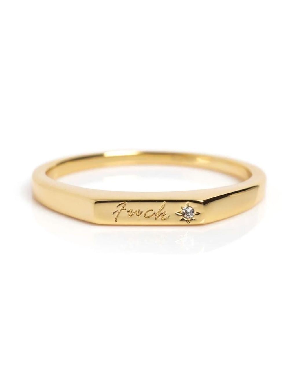 VicStoneNYC Fine Jewelry Metallic 14K Natural Diamond “F*Ck” Signet Ring