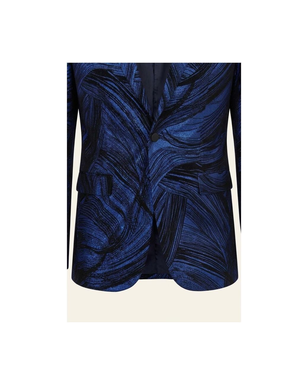 Ron Tomson Blue Cascading Peak Lapel Tuxedo Jacket for men