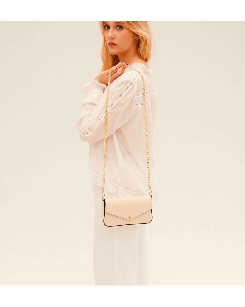 Apatchy London Metallic Neutrals The Munro Stone Leather Shoulder Bag