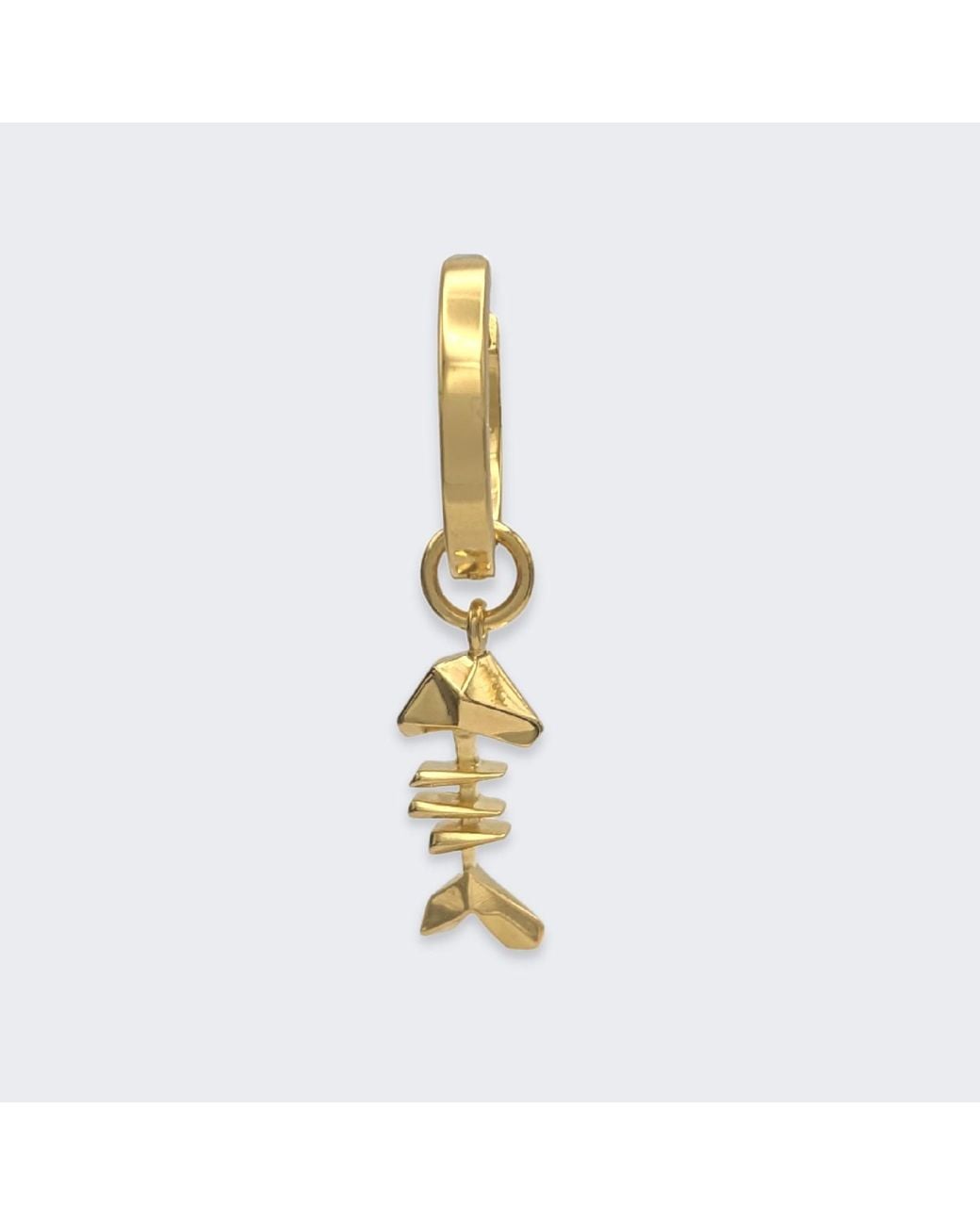 Frenvyrn Metallic Mars 18K Vermeil Fish Bone Huggie Hoop Earring Single for men