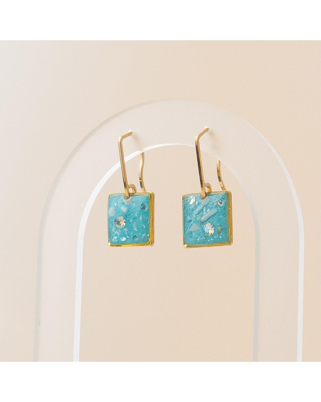 Kate Koel Blue Ocean Square Dangle Earrings