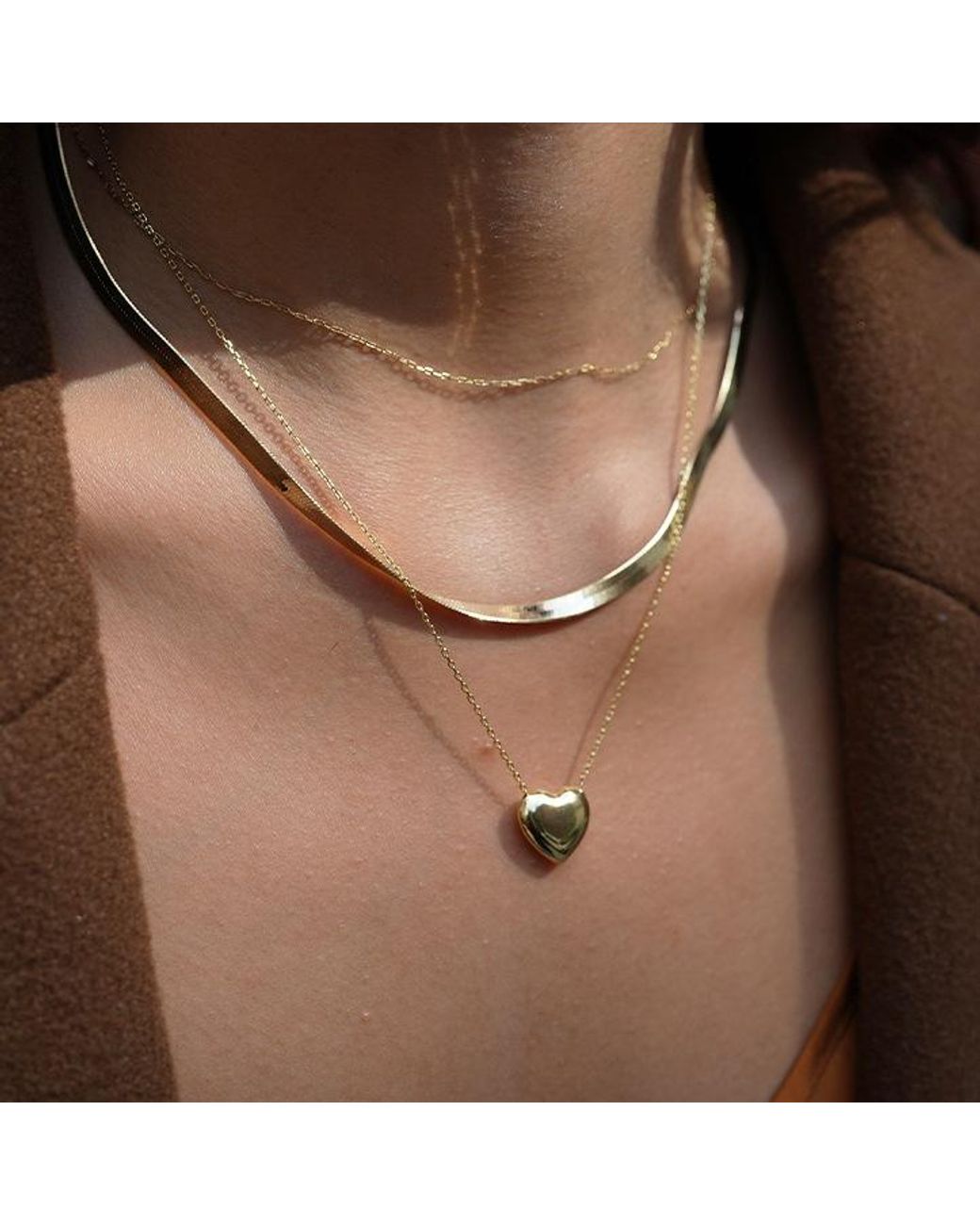 Argento Vivo Metallic Puffy Heart Necklace