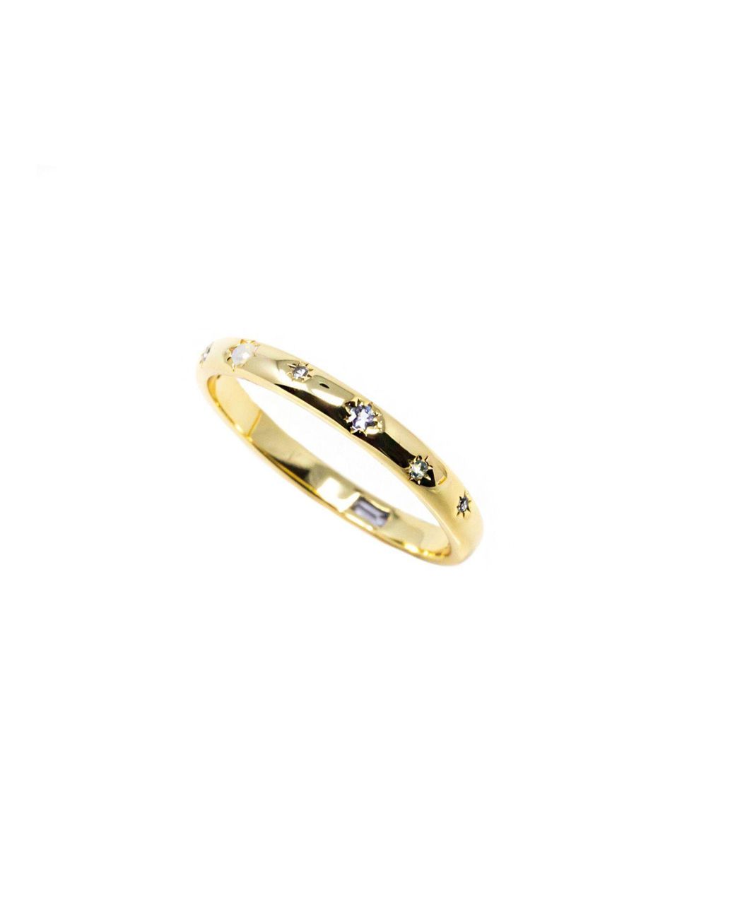 NASI SILVER Metallic Scatter Band Both Sides Now Ocean Edition Star Ring