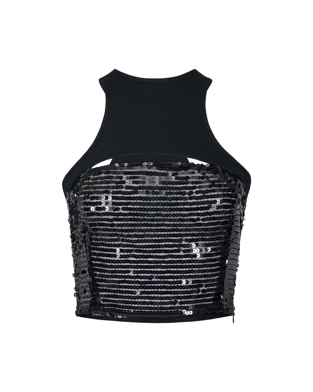 Egyptian Blue Black Cropped Sequin Tank Top
