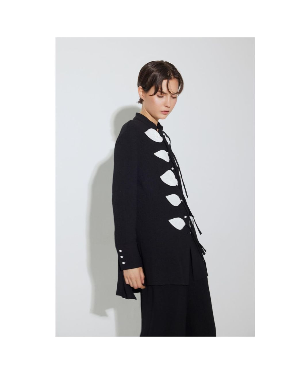 Julia Allert Black Lightweight Crinkled Blouse & Wide-Leg Pants Co-Ord Set –