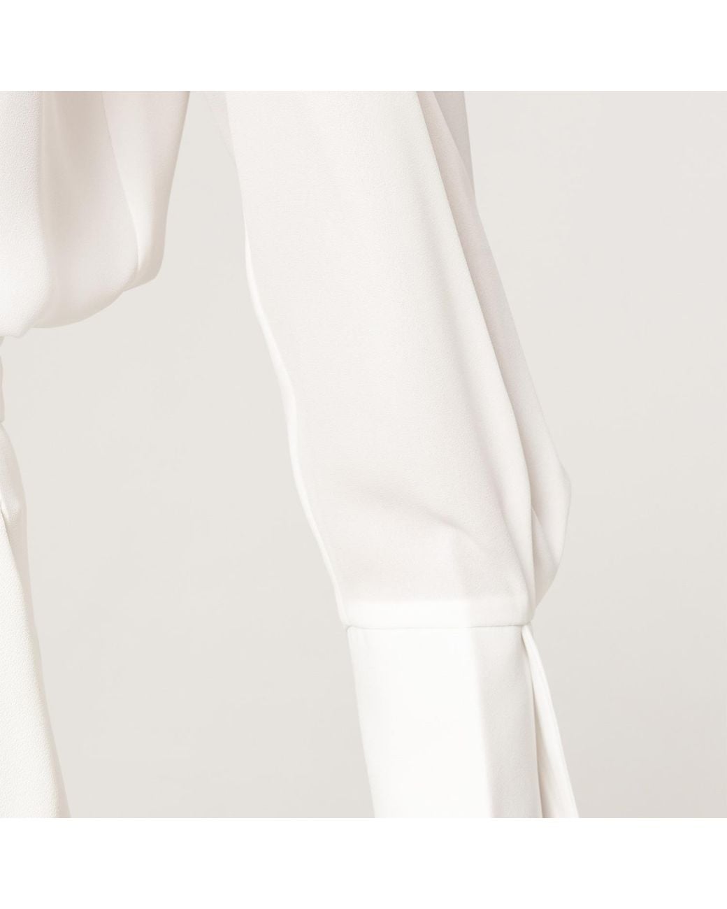 Nissa White Pearl-Detail Chiffon Top