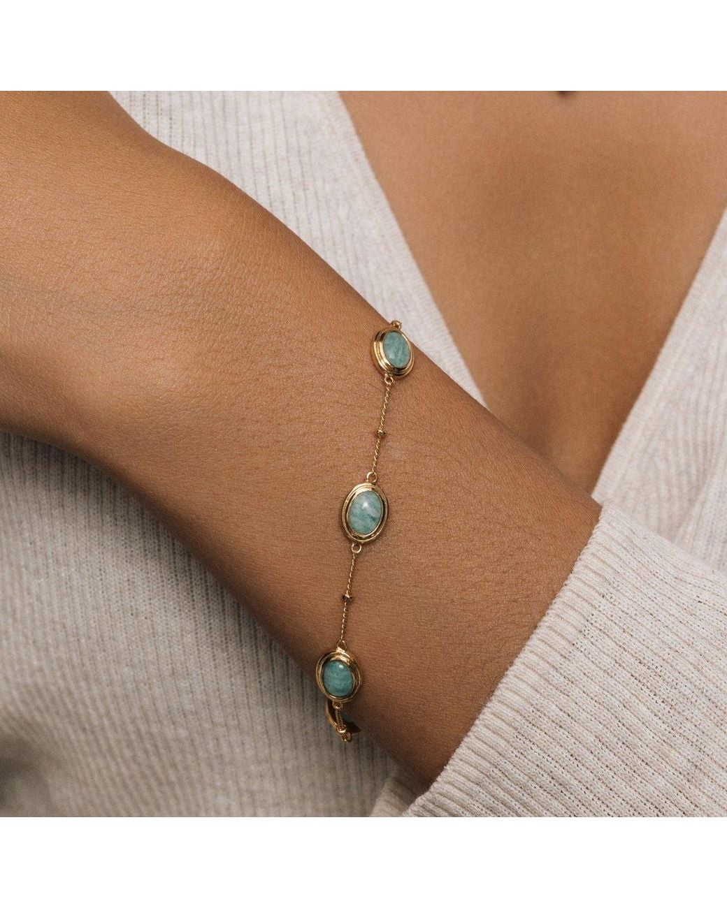 Lulu B London Metallic Pearl Gemstone Bracelet