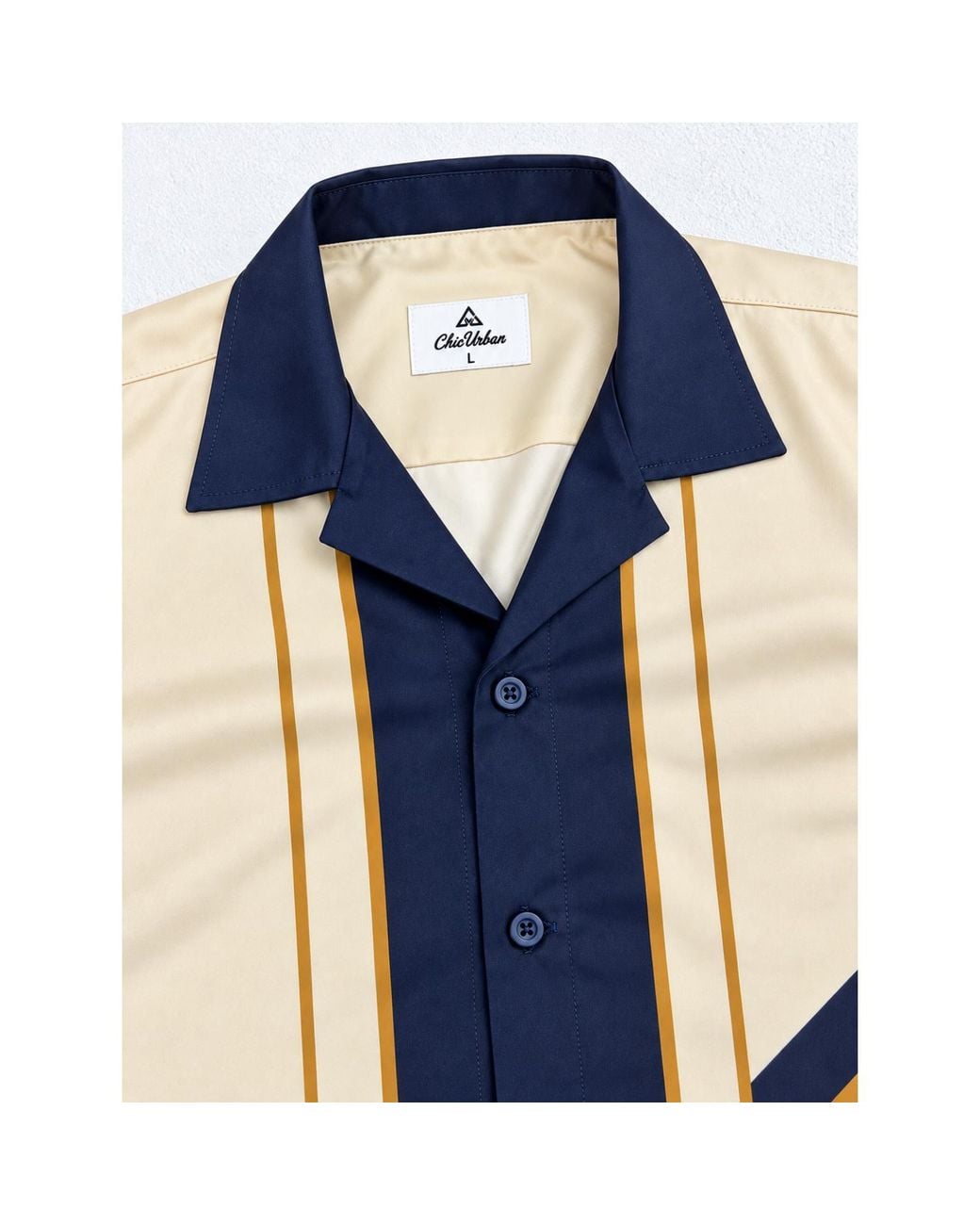 Chic Urban Blue Aurelis Cuban Collar Shirt for men