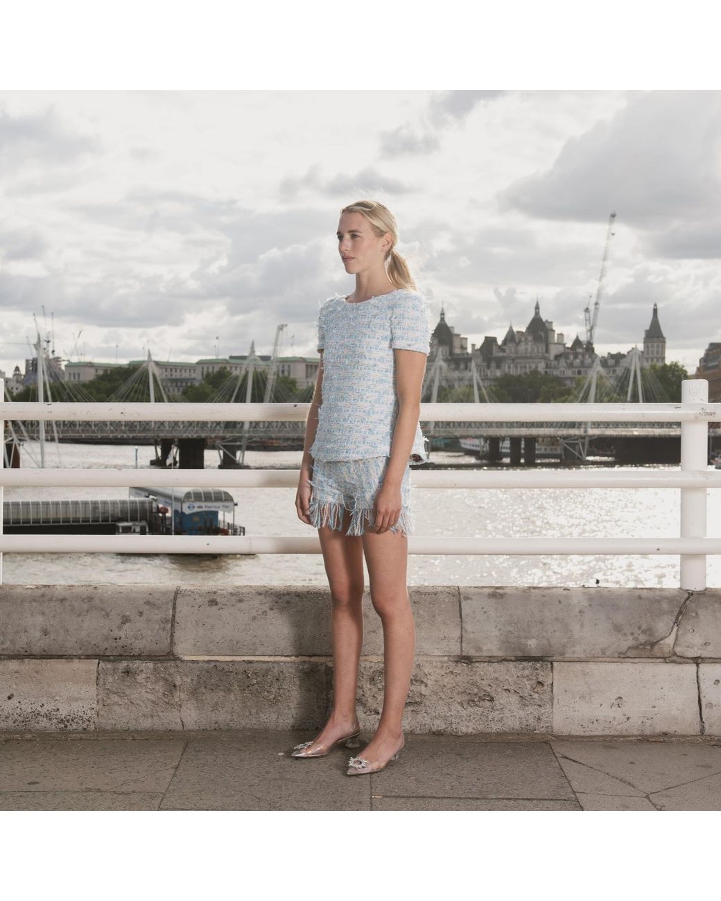RUE AGTHONIS Blue Melon Shorts
