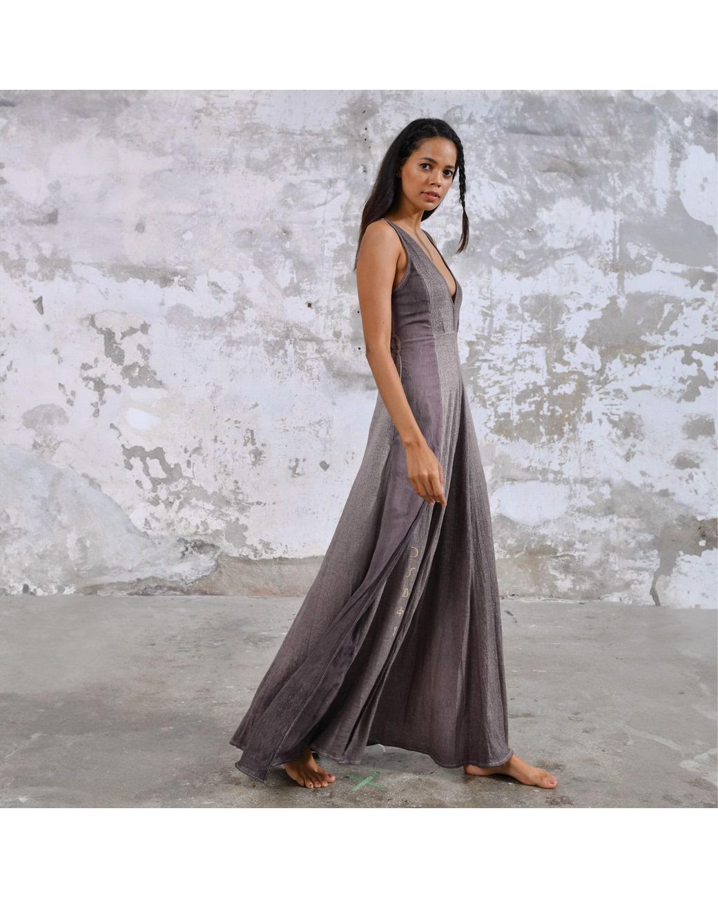 Zhenabia Brown Neutrals Zhe Dress Ancient Rose