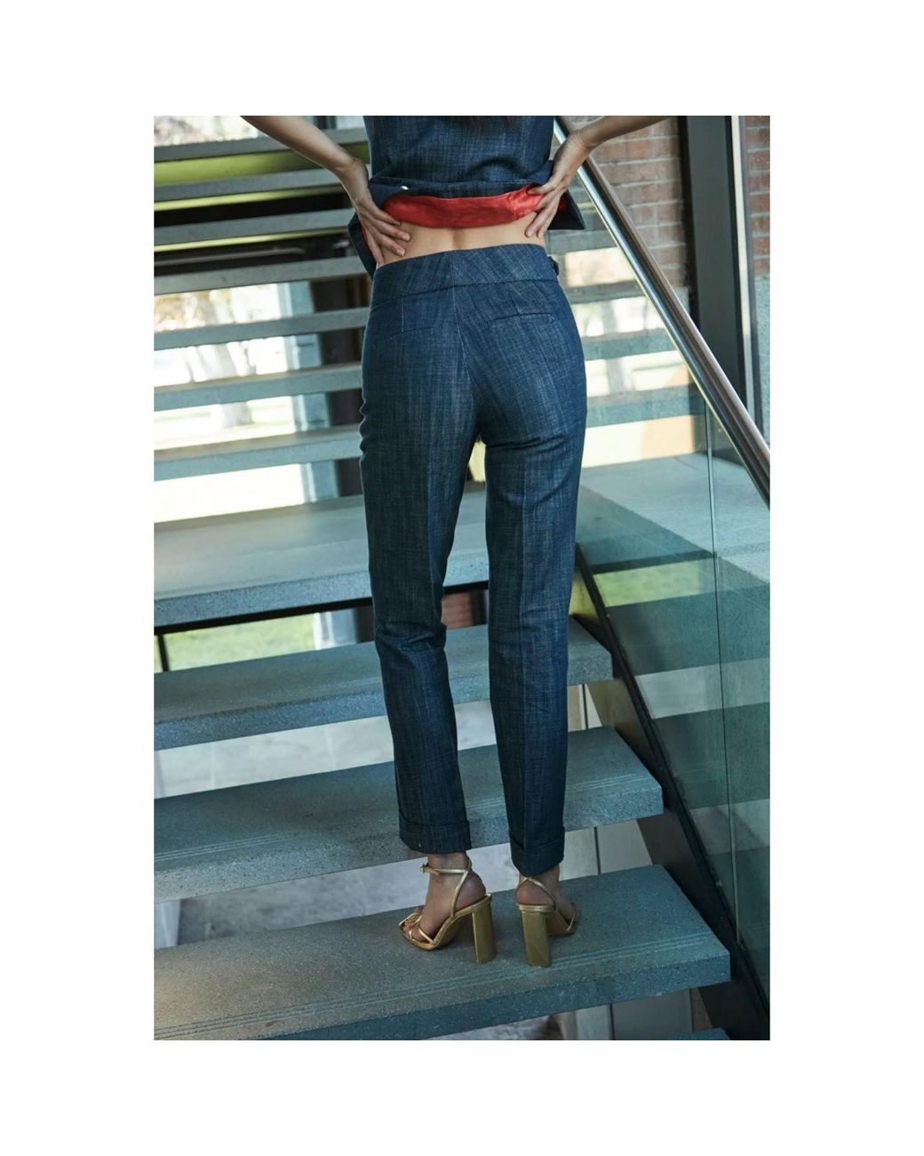 The Extreme Collection Blue Denim Tailored Straight-Leg Trousers Atelier