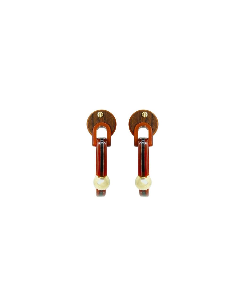 Gissa Bicalho Orange Handmade Acrylic Earring Slope Amber