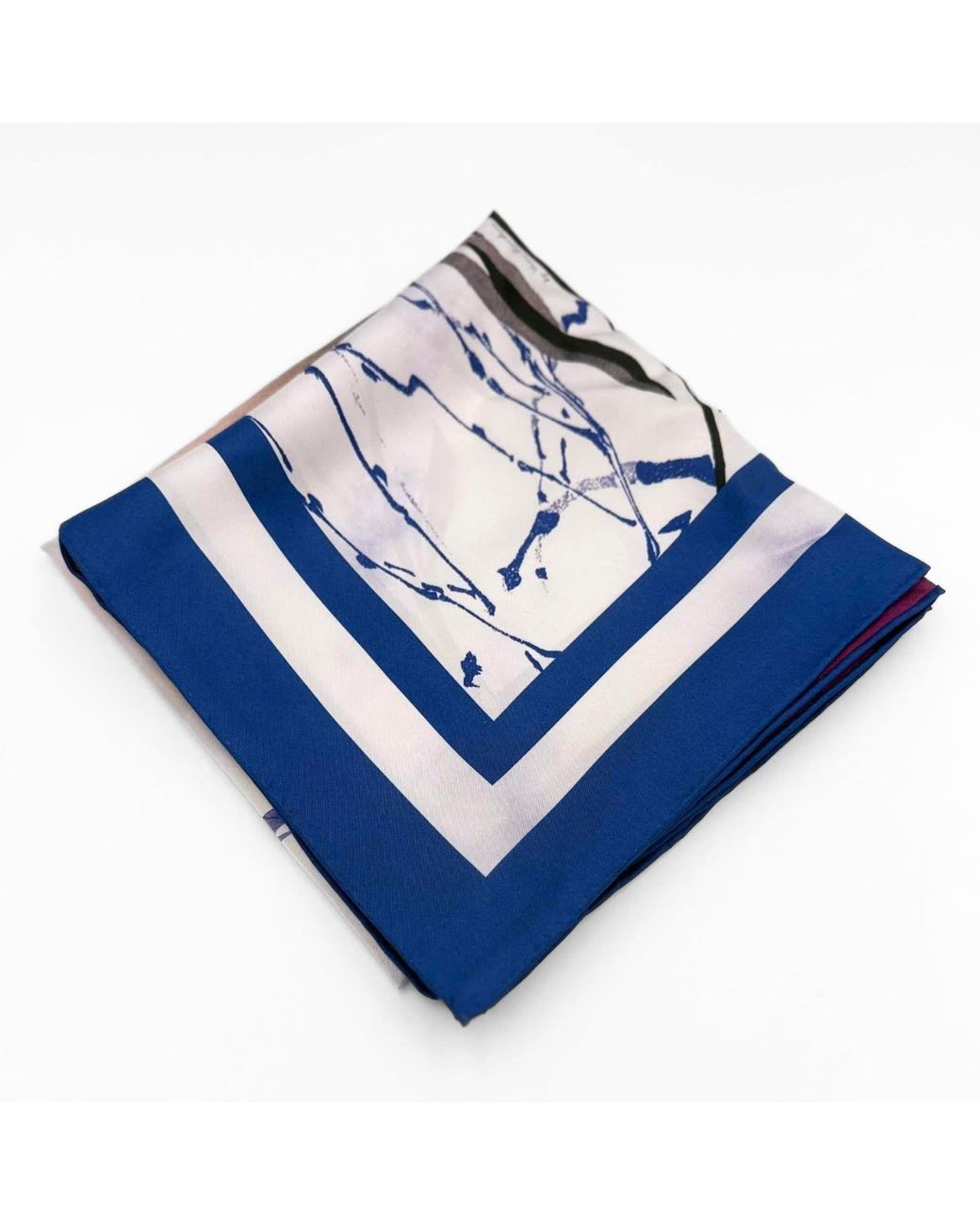 Hi Silk Blue Beautiful Botanicals Large Square Silk Twill Scarf