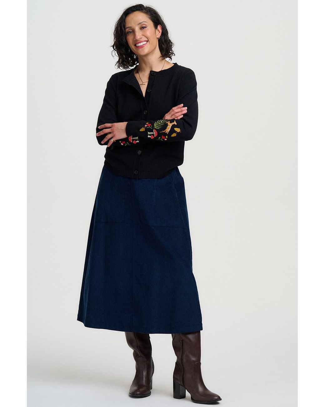 Sugarhill Black Kamila Cardigan Woodland Embroidery