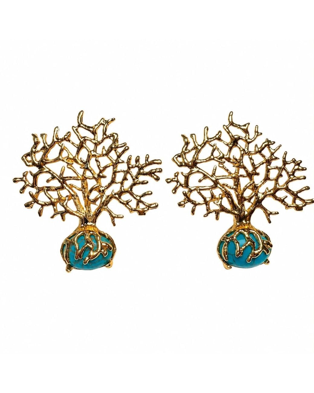 By Ozge Metallic Roots Of Serenity Natural Tree Of Life Plated Earrings