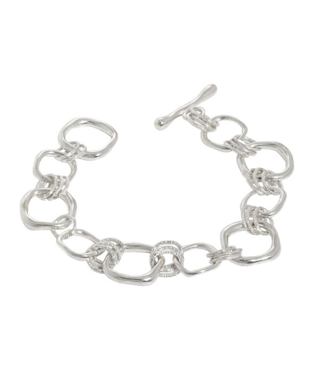 Janus Edinburgh Metallic Forth Irregular Square Sterling Link Bracelet