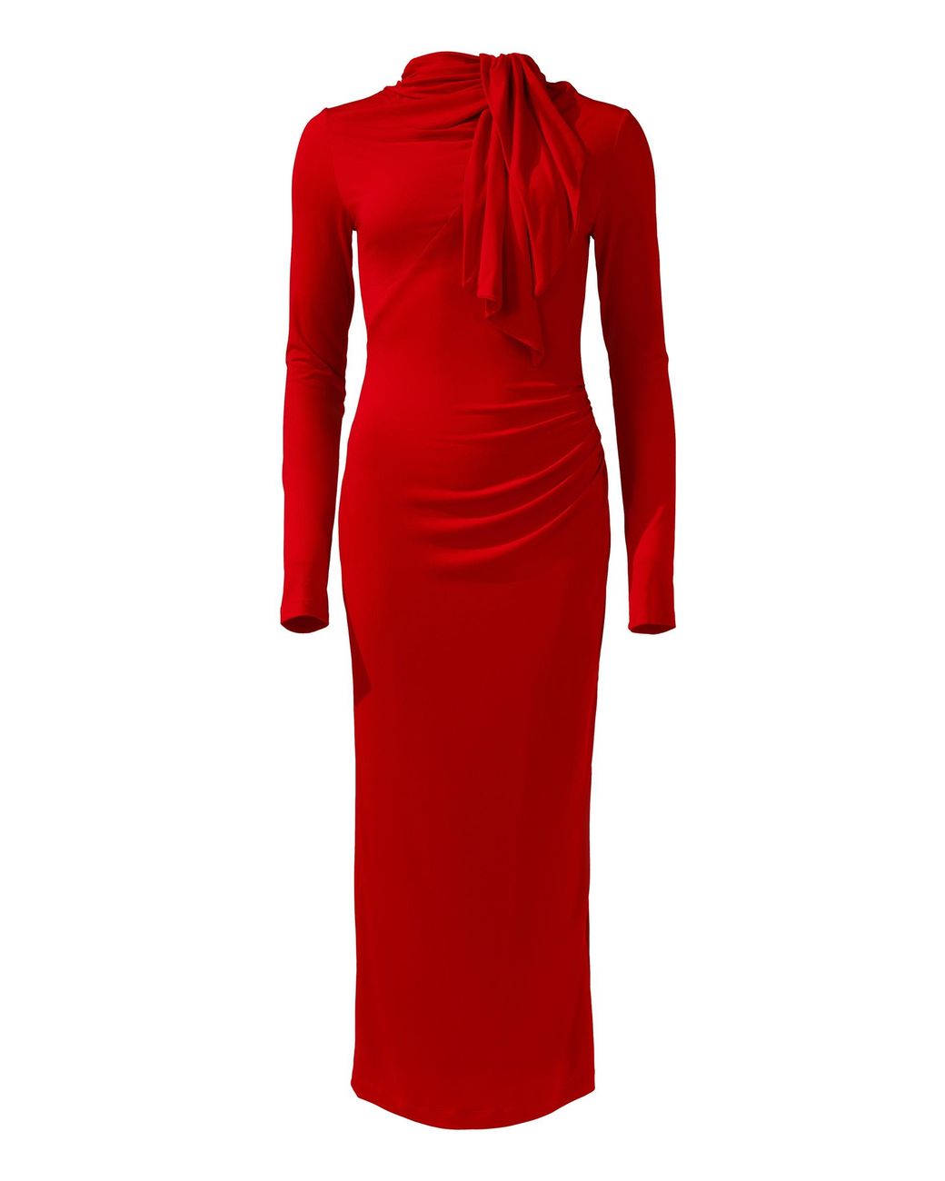 Lendrop Studios Red Yuna Tie Neck Midi Dress
