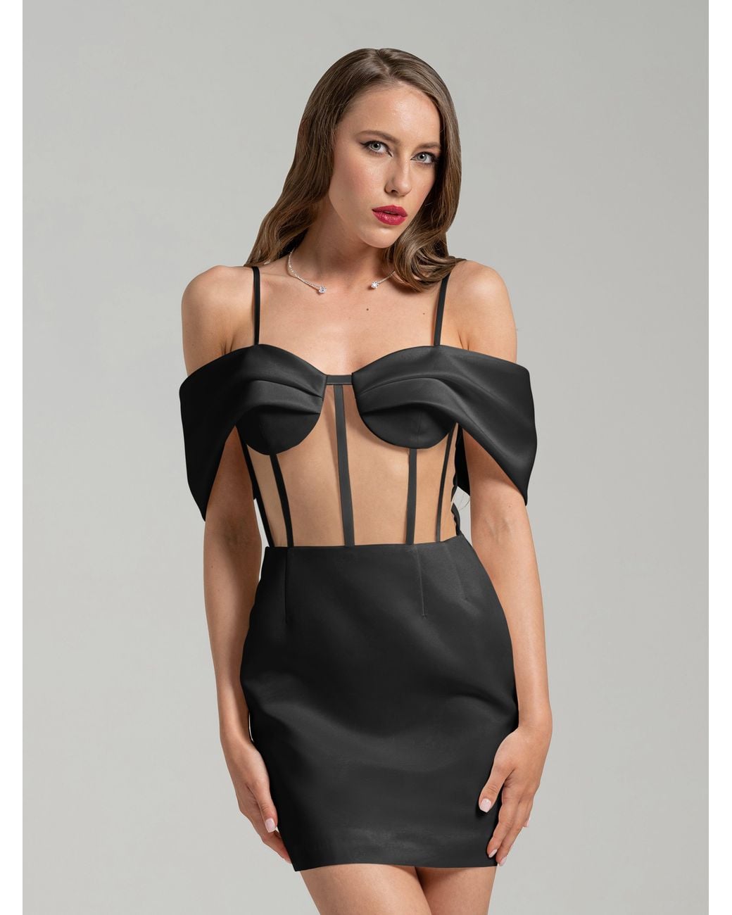 Tia Dorraine Black Belle Of The Ball Satin Mini Dress