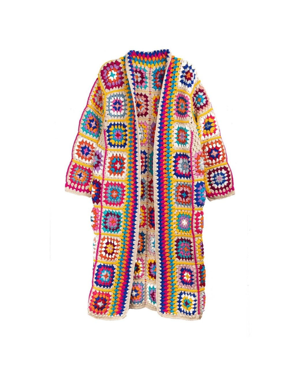 Saachi Crochet Multicolored Square Kimono
