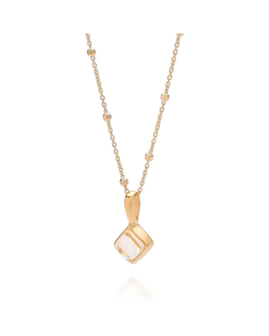 Nellou Jewellery Metallic Diamond Citrine Necklace Birthstone November Plated Sterling