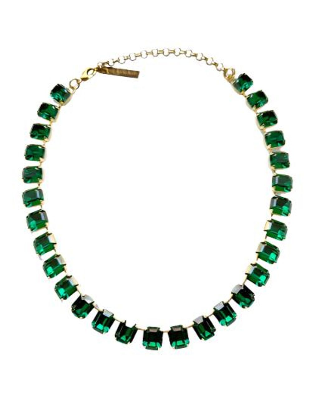 Laura Gray Green Emerald Crystal Square Cut Necklace