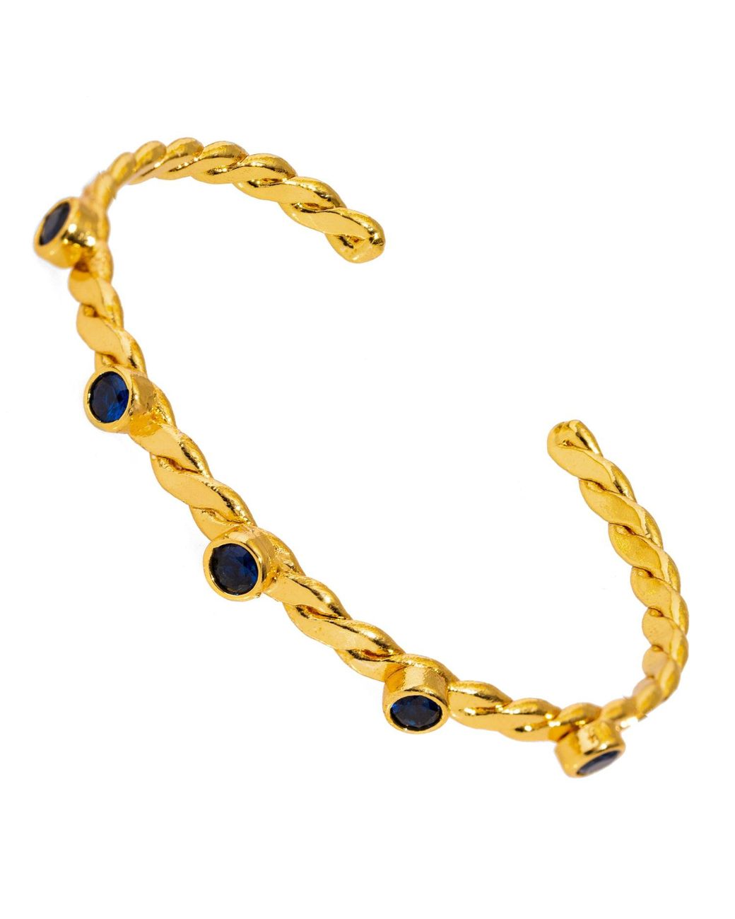Ebru Jewelry Metallic Twisted Sapphire & Dainty Cuff Bracelet