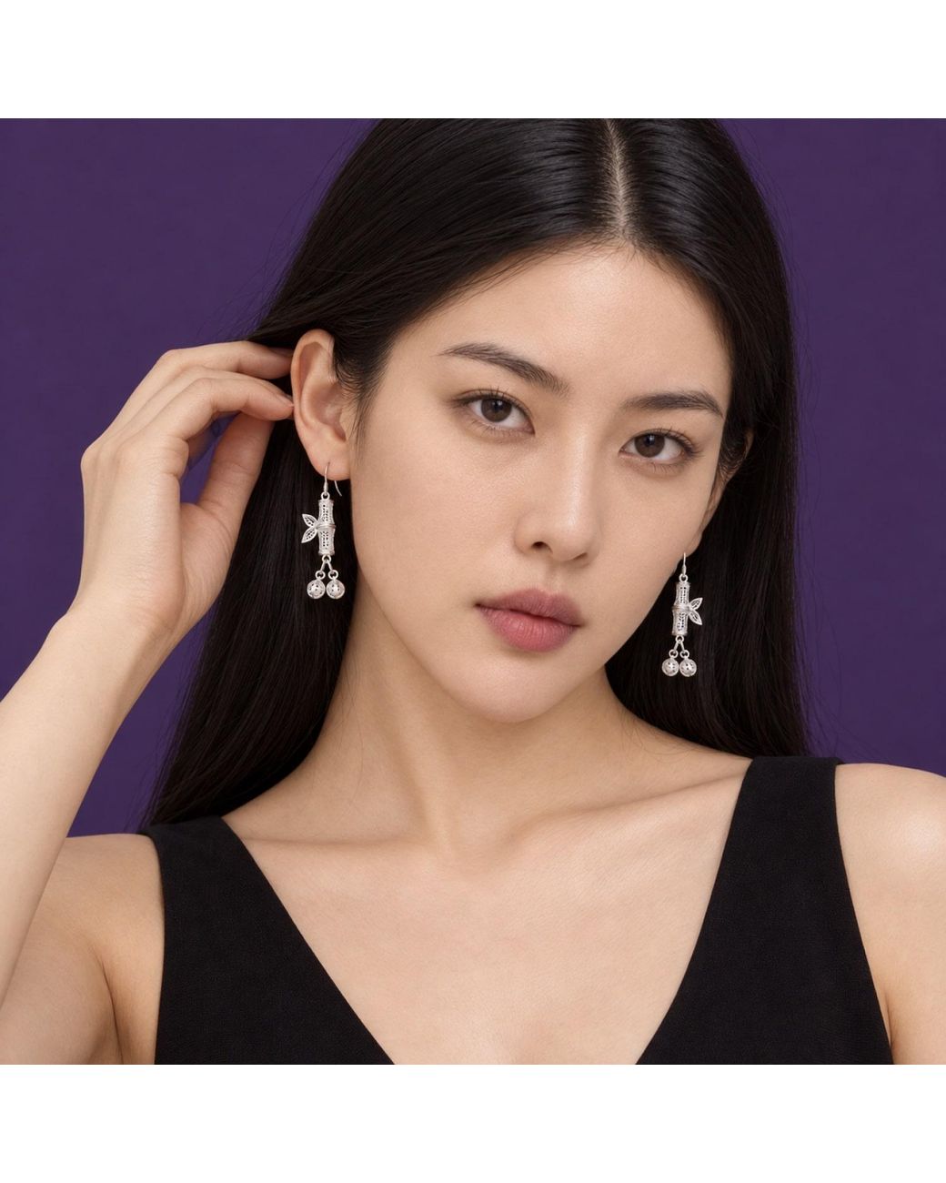Yieon Metallic Sprout Bamboo Fine Filigree Drop Earrings