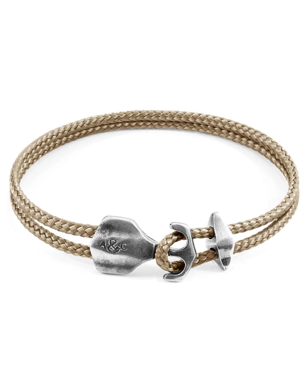 Anchor and Crew Metallic Sand Delta Anchor & Rope Bracelet for men