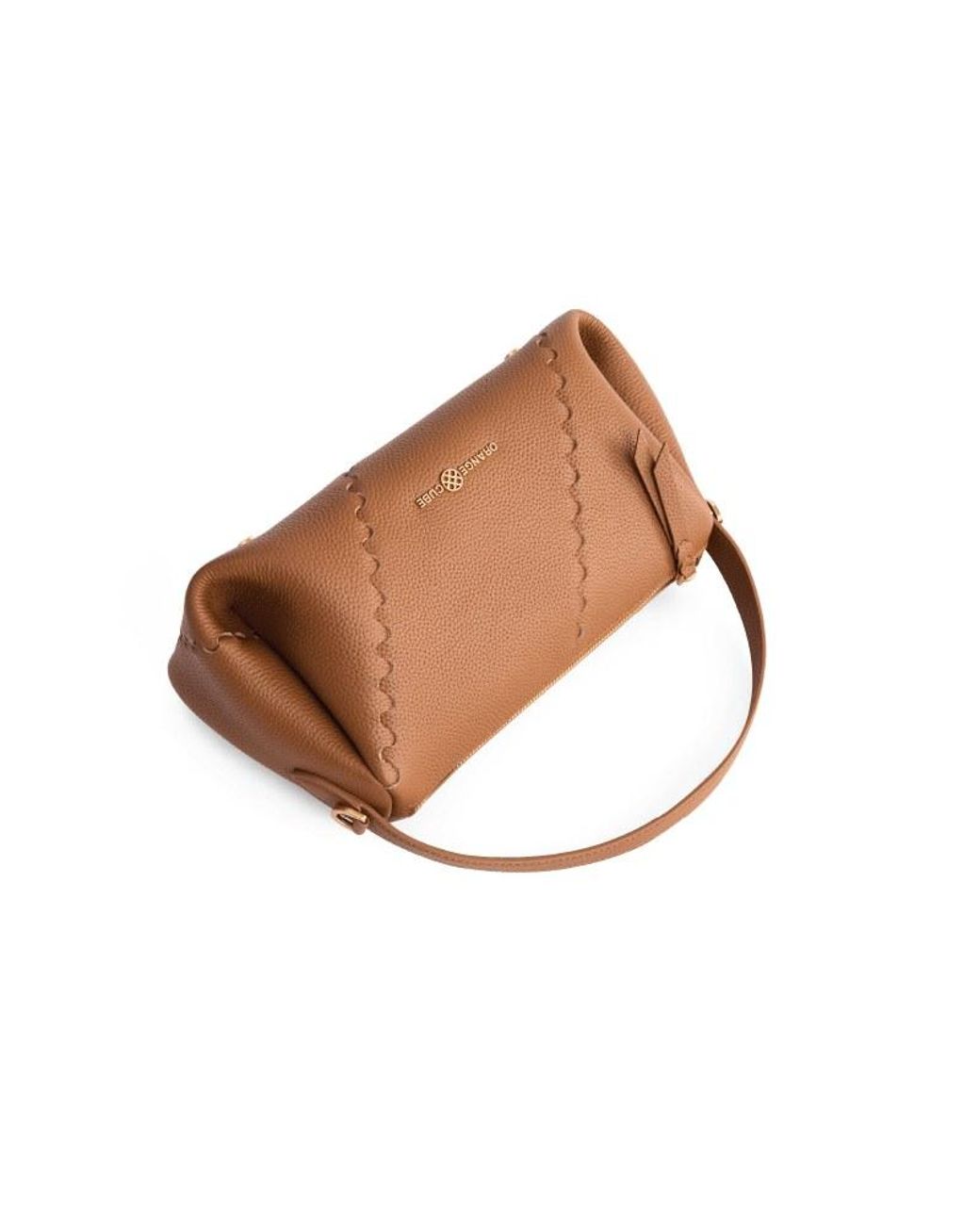 Orange Cube Brown Mosaic Baguette Bag