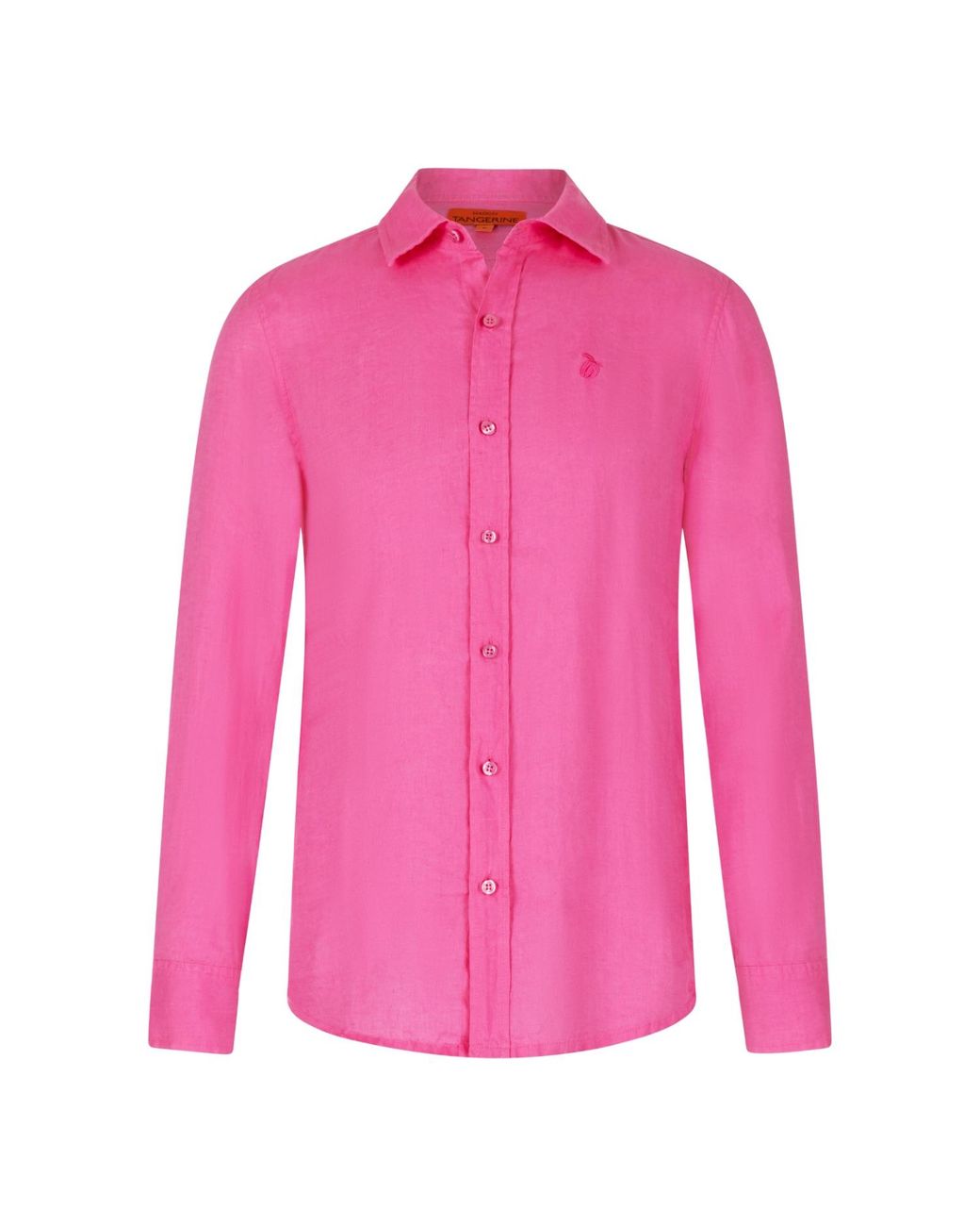 Maison Tangerine Pink Flamingo Bright Linen Shirt For for men