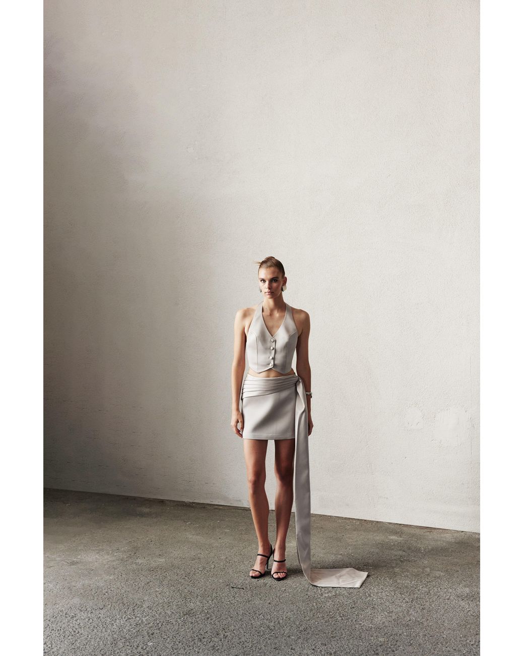 NAZLI CEREN Gray Mirelle Vest
