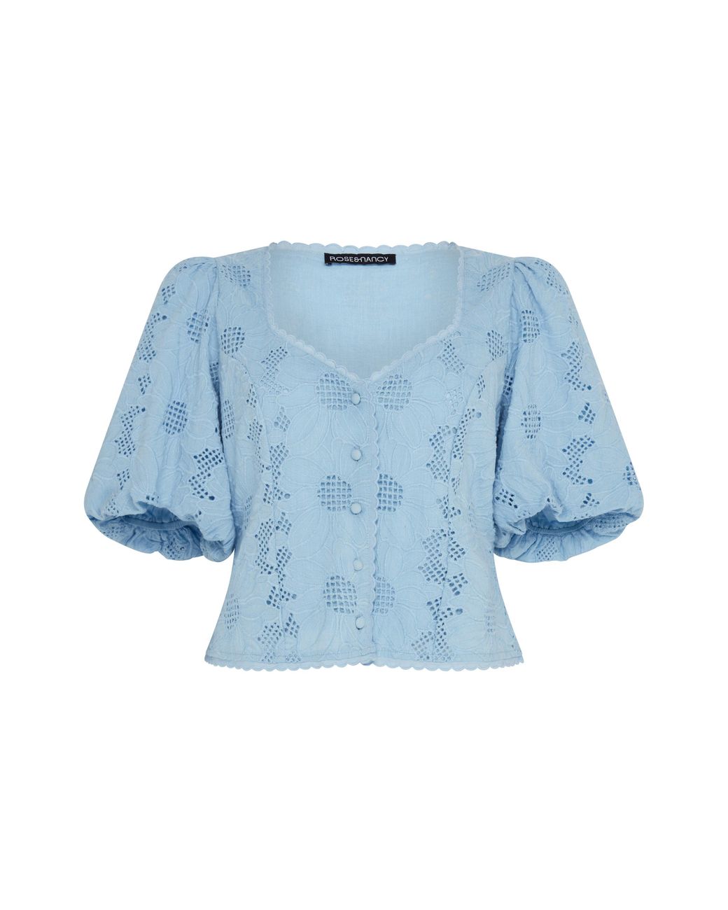Rose & Nancy Blue Abi Cotton Lace Blouse