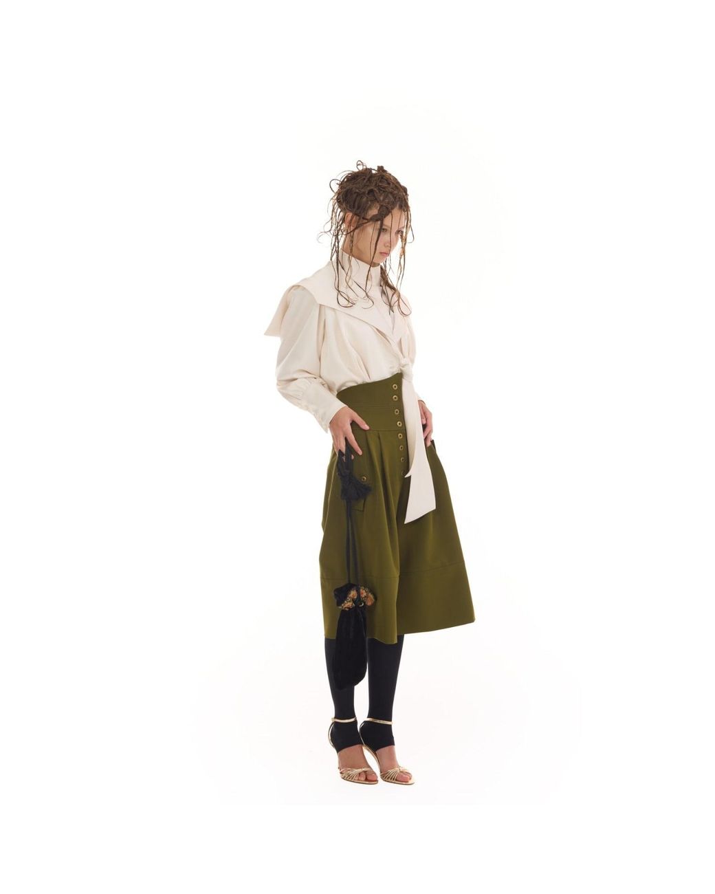 Julia Allert Green High-Waisted Cargo Culotte Shorts –