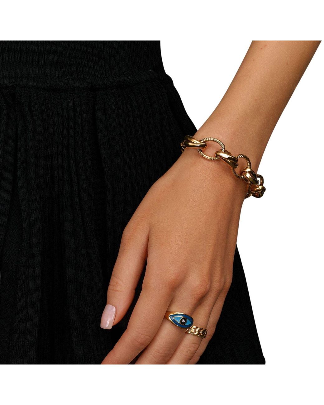 Nialaya Metallic Mixed Link Bracelet