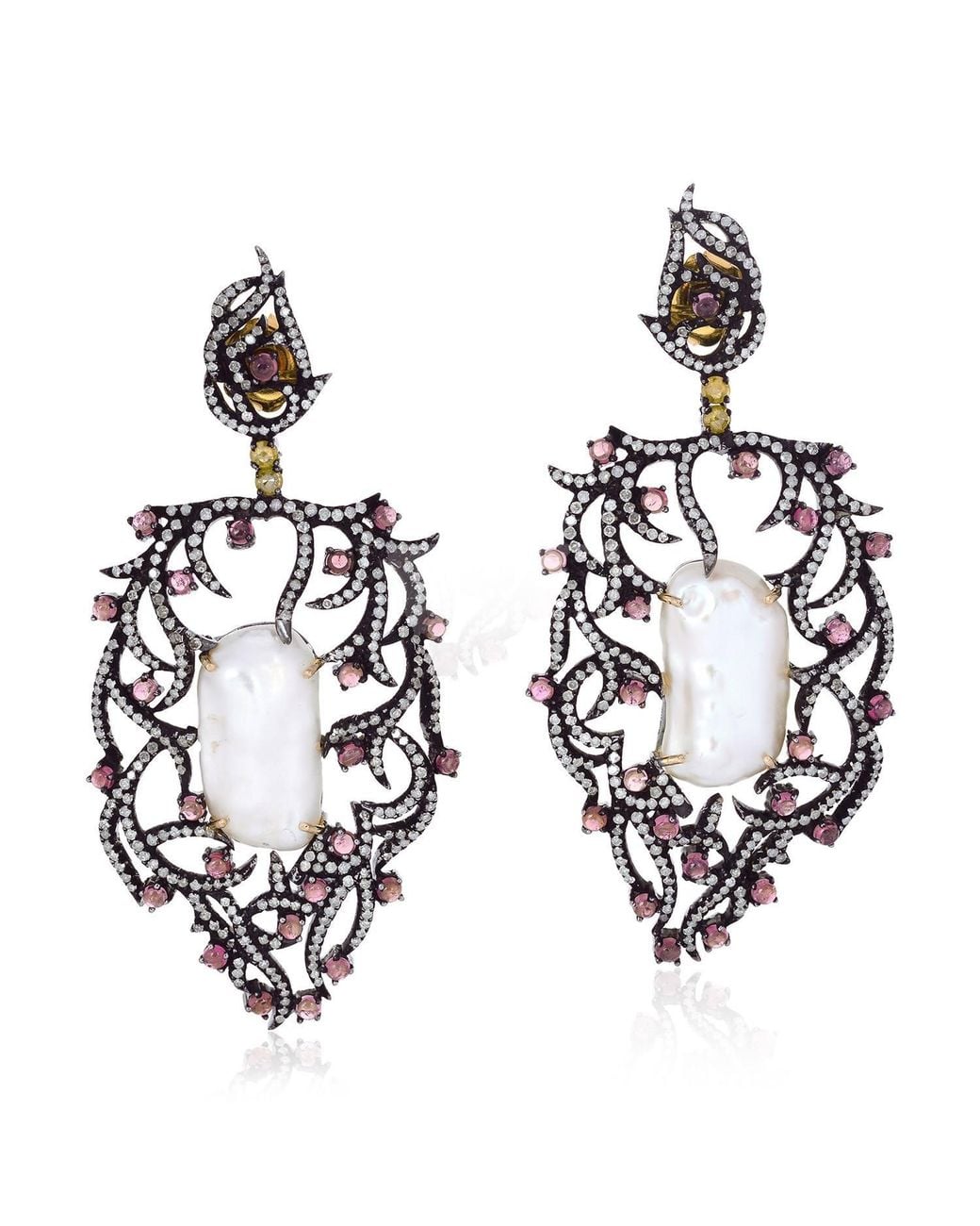 Artisan Metallic Diamond, Tourmaline & Baroque Pearl
