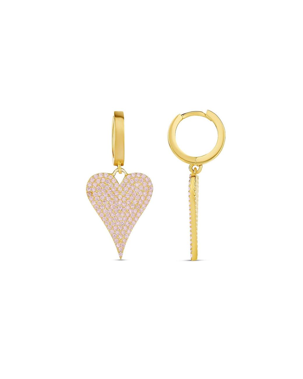 SHYMI Metallic Pave Heart Earrings