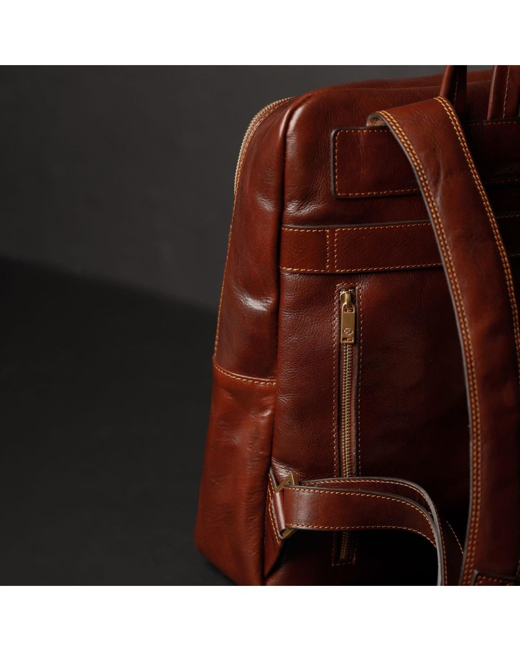 Time Resistance Brown Leather Backpack Travel Bag
