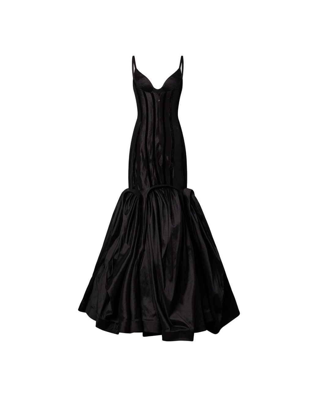 Chuks Collins Black Blessing Silk & Velvet Corset Gown