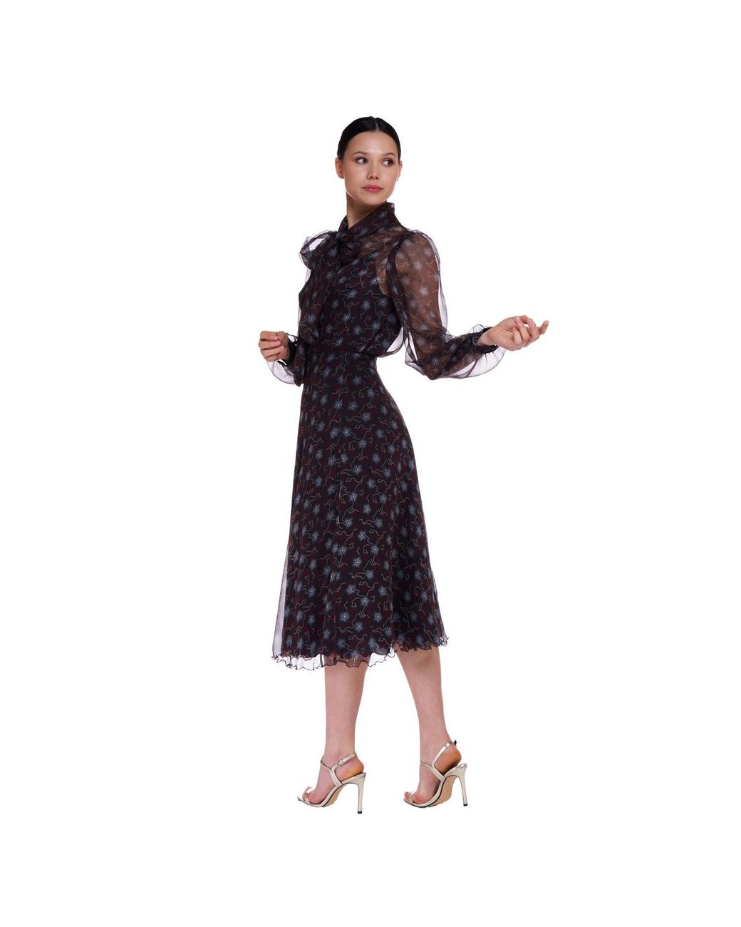 Sofia Tsereteli Brown Chocolate Patterned Silk Shirt