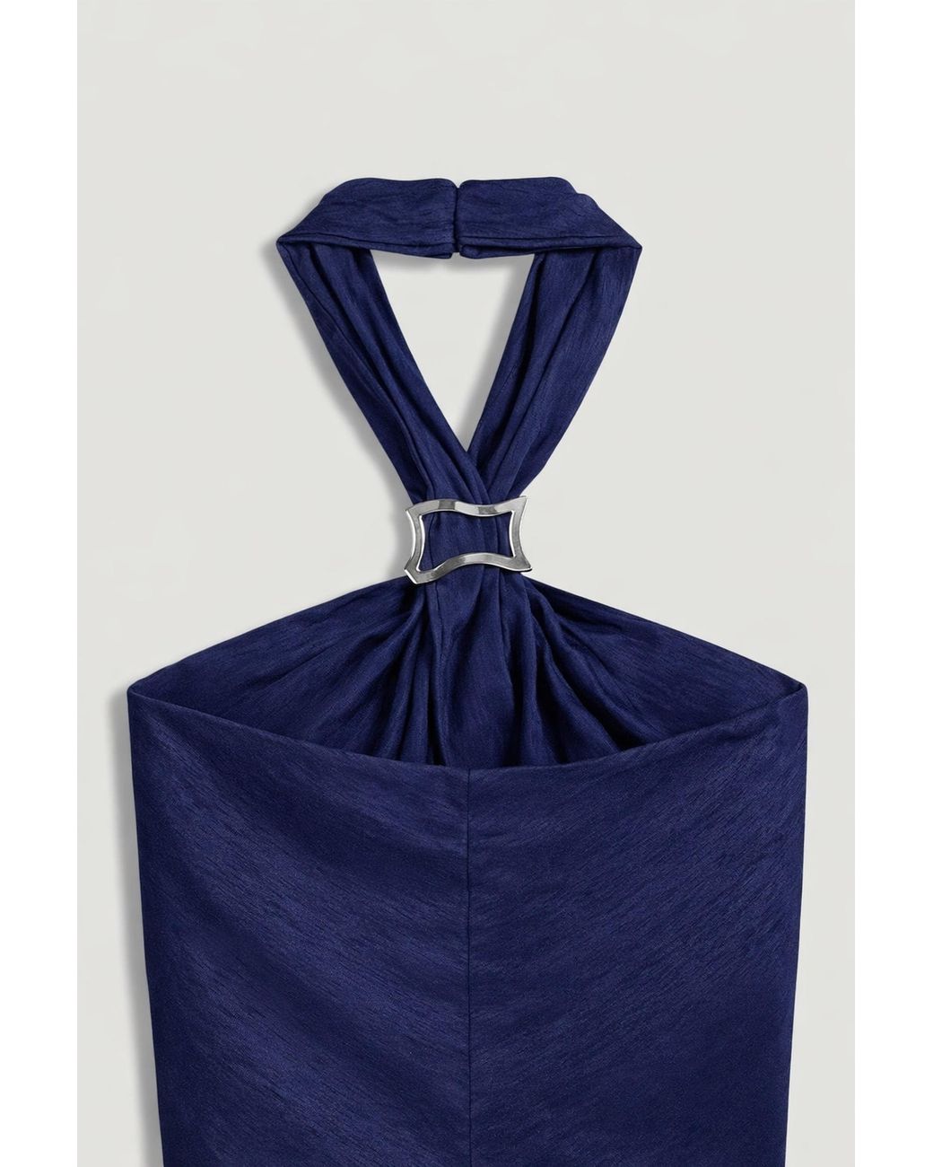 Nocturne Blue Embellished Halter-Neck Bustier Top