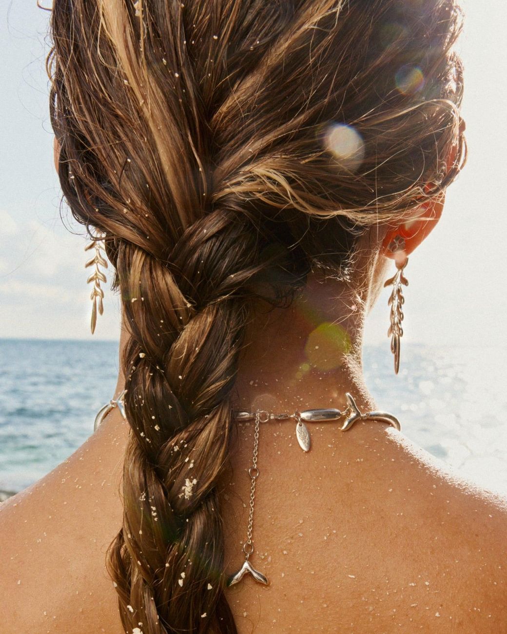 Stone Fruit White Fishbone Earrings