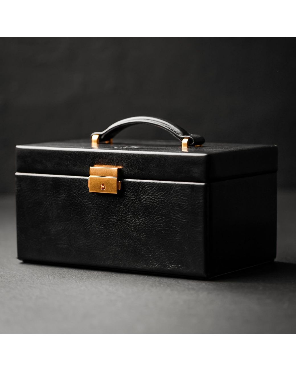 Time Resistance Black Leather Jewelry Box For