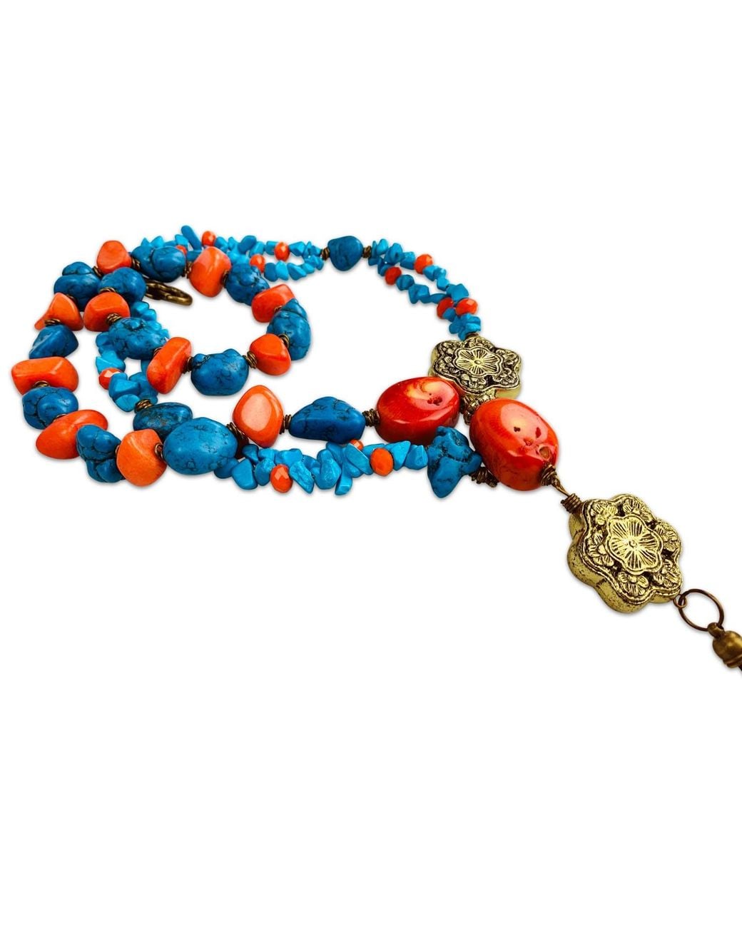 Bellus Domina Blue And Gemstone Long Necklace