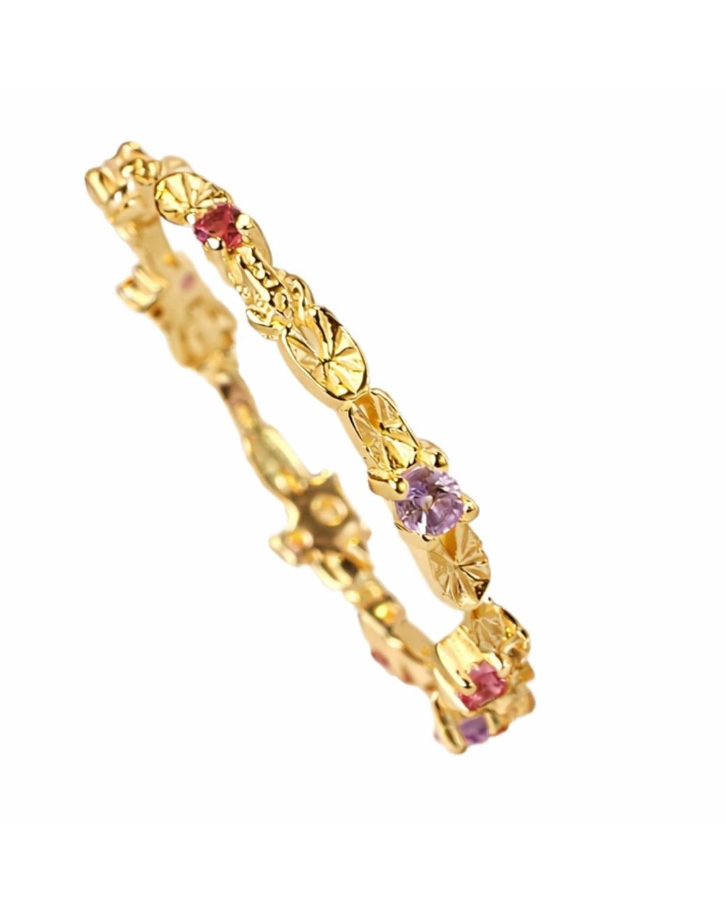 NASI SILVER Metallic Eternity Lilypad & Frog Ring- Dusk Edition