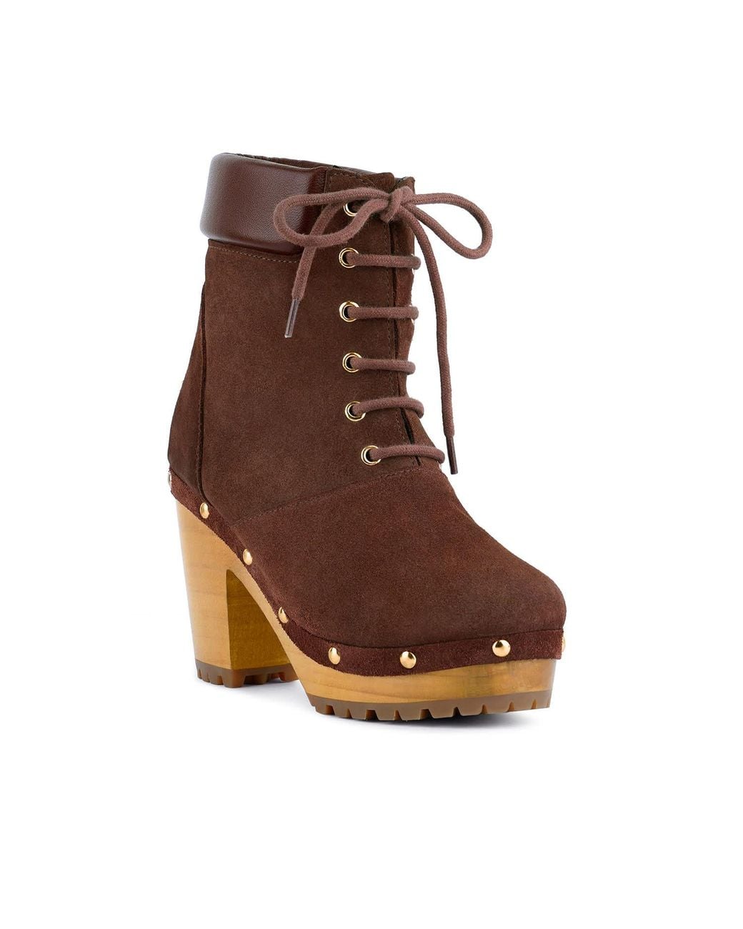 Rag & Co Brown Maaya Handcrafted Collared Suede Boot